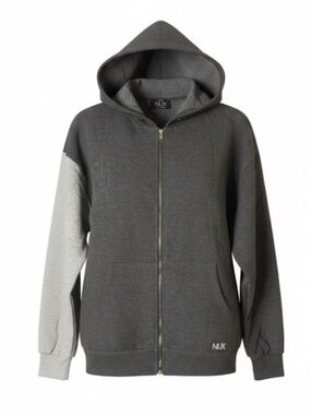 0649 Nux Combo Hoodie Charcoal & Light Gray Zip Hoodie; Small
